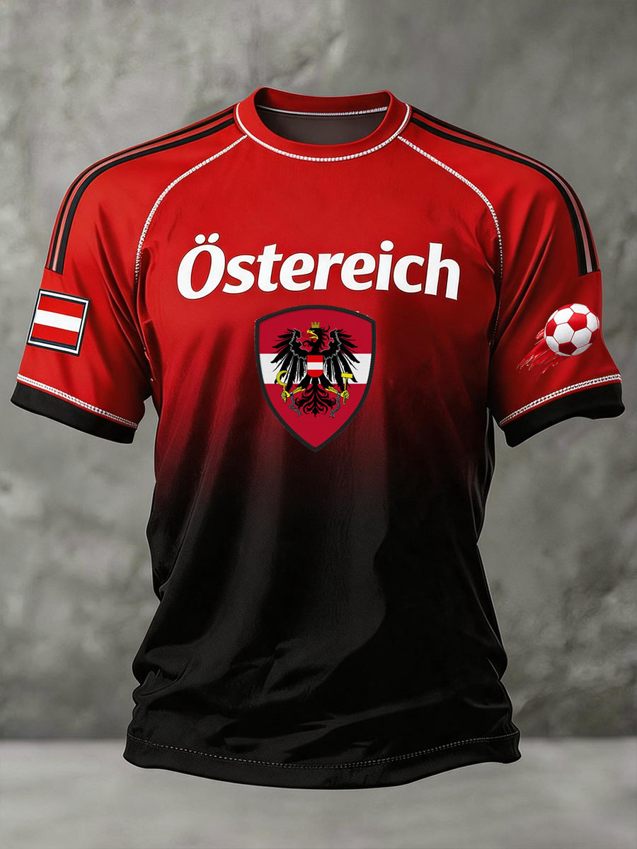 Herren-Kurzarm-Top mit Fußball-Themen-Print