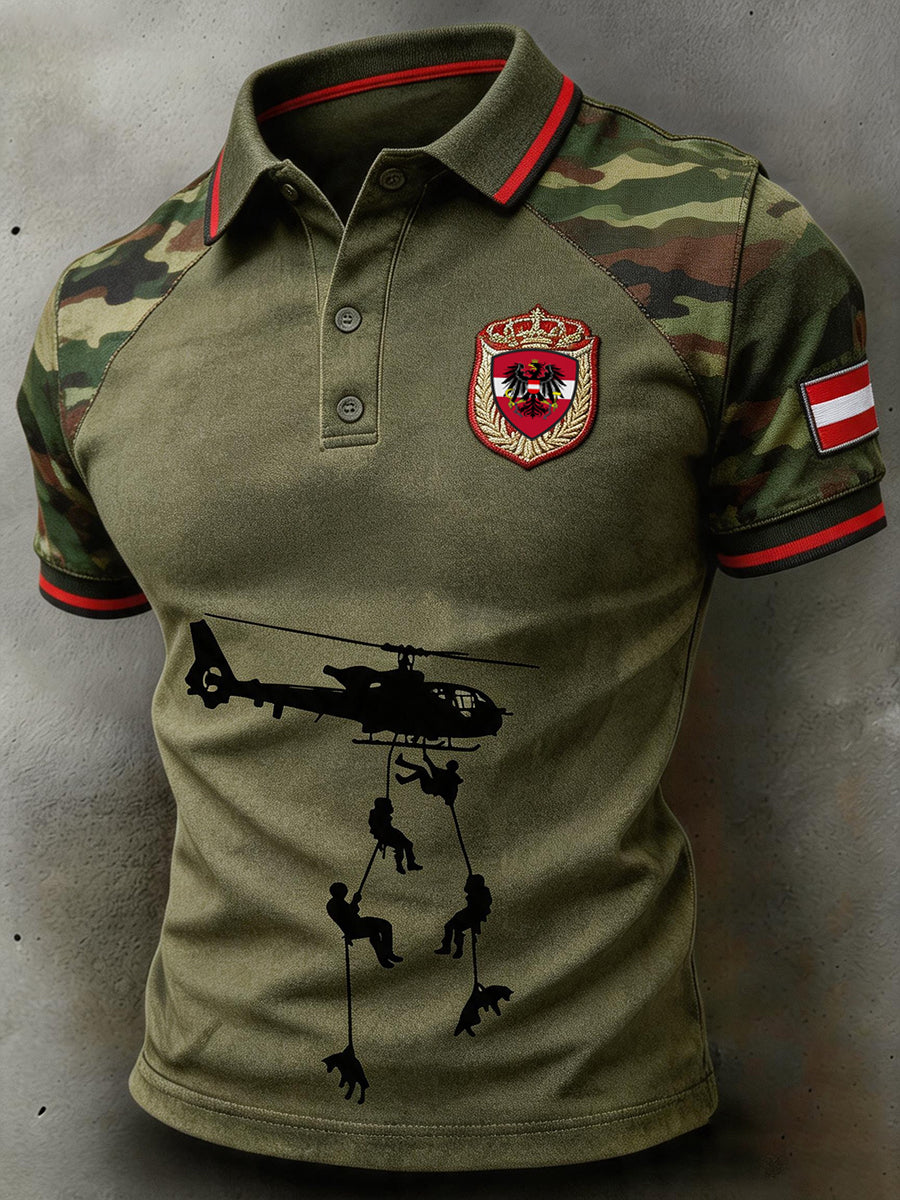 Kurzarm-Polo für Herren mit verzweifelter Tarnmuster