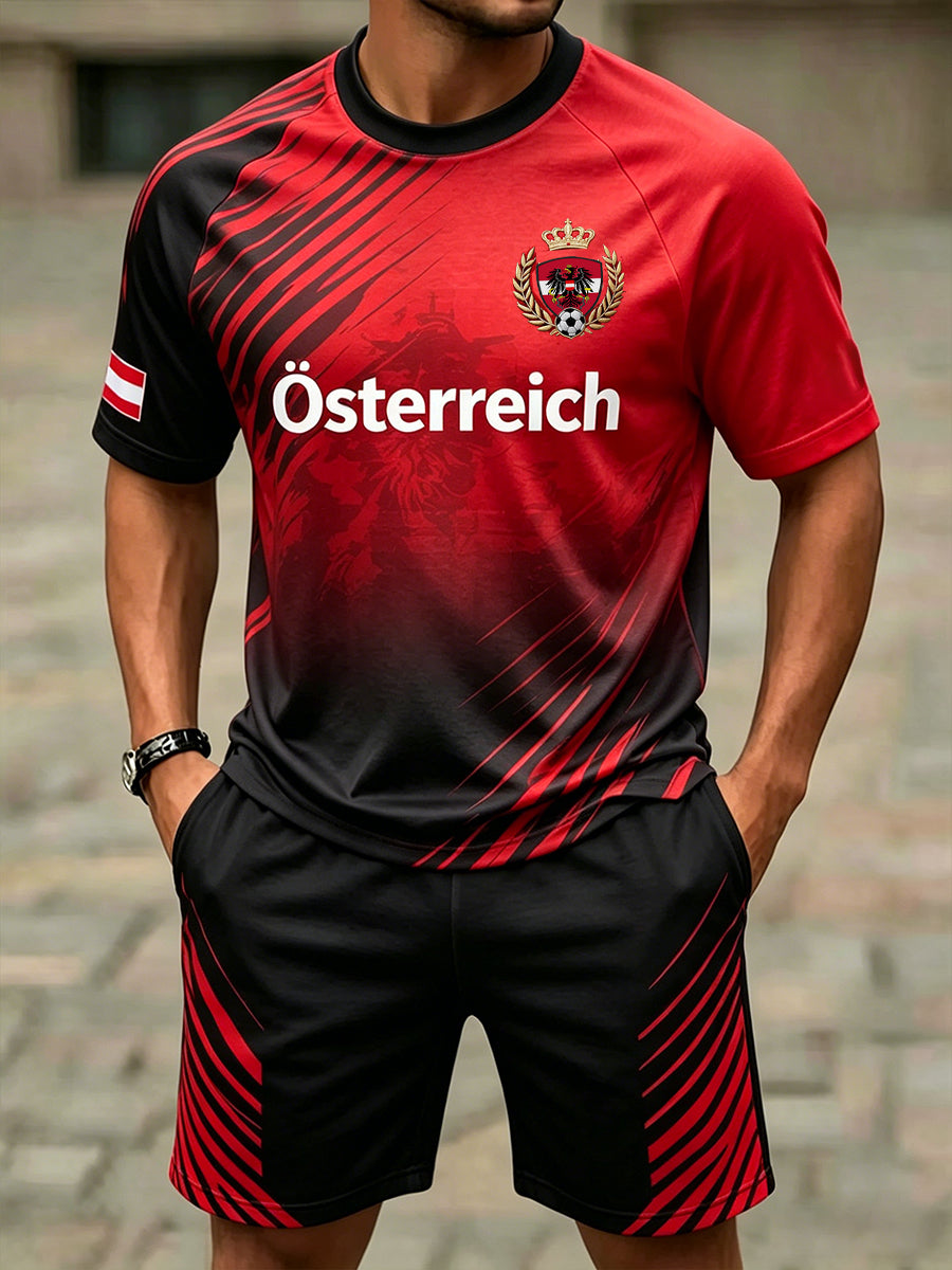 Herren-Set mit Fußballmotiv und kurzen Ärmeln