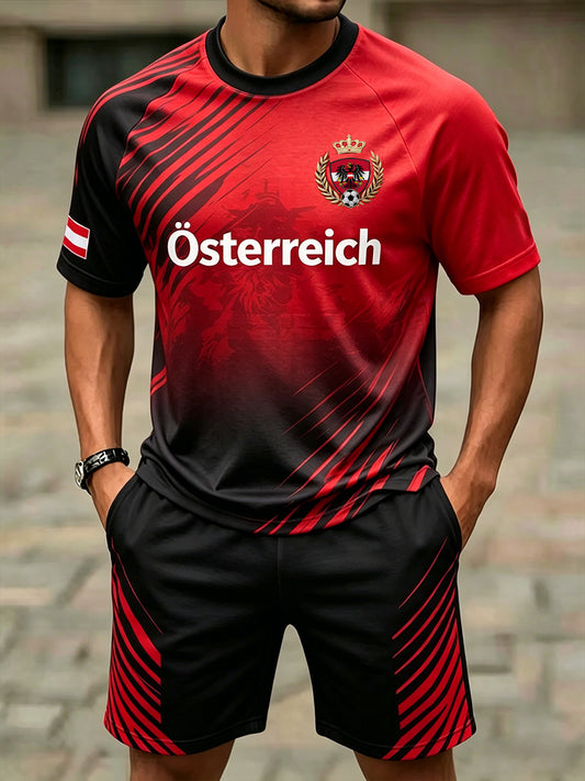 Herren-Set mit Fußballmotiv und kurzen Ärmeln