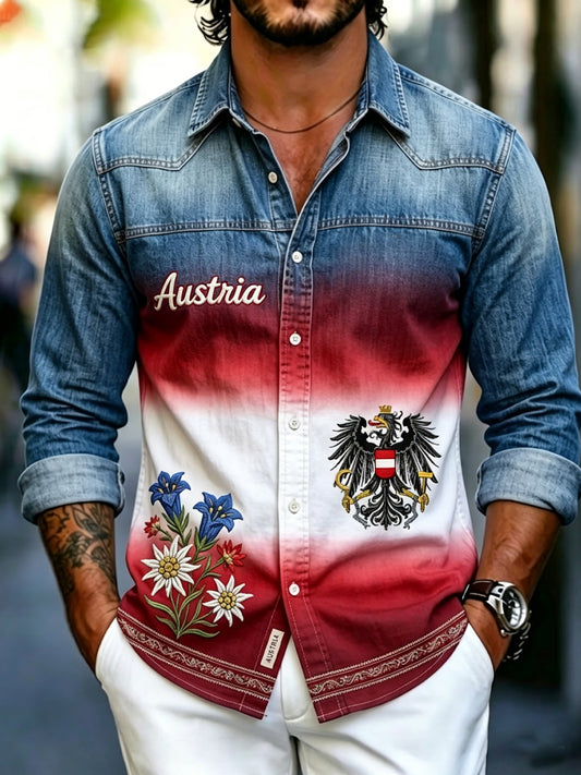 Retro-Patchwork-Freizeit hemd im österreich ischen Stil