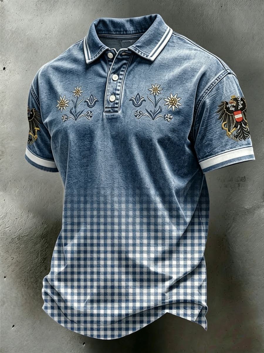 Vintage österreichischer Adler-Verlauf lässiges Poloshirt