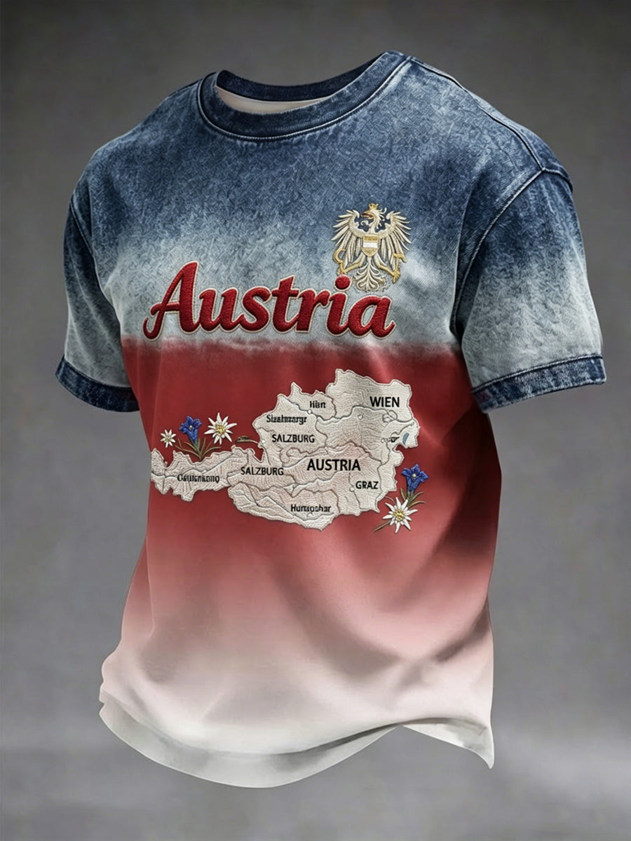 Vintage österreichische Landkarte Farbverlauf Lässiges T-Shirt