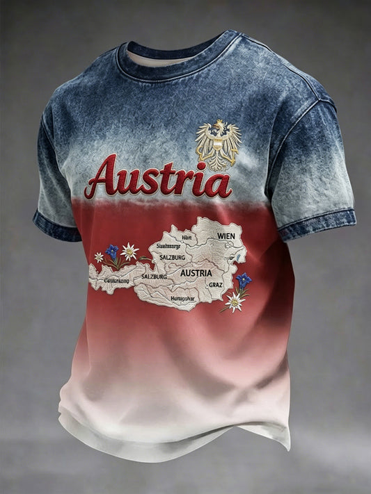 Vintage österreichische Landkarte Farbverlauf Lässiges T-Shirt