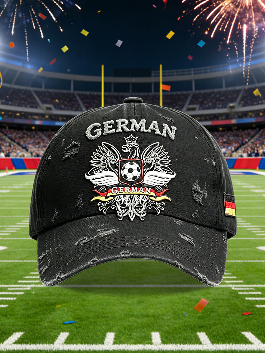 Schwarze deutsche Flagge Fußball-Print mit Kapuze Casual Hut