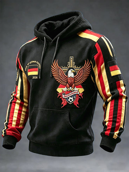 Herren schwarze deutsche Fußball mannschaft "Eagle" Print Casual Kapuzen Sweatshirt