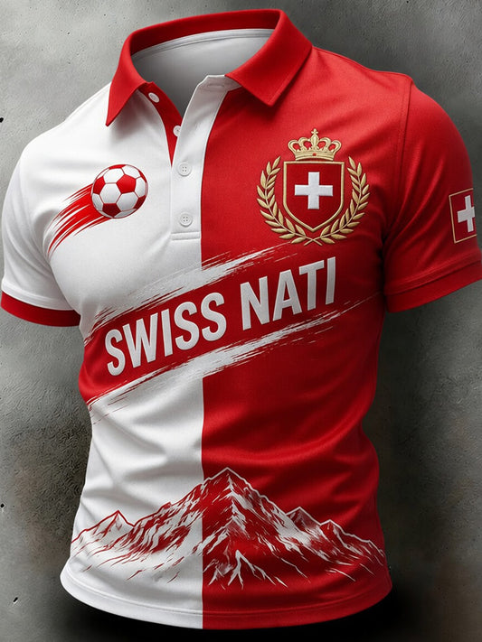 Herren-Schweizer-Fußballfan-Kunstdruck-Lässiges-Trikot