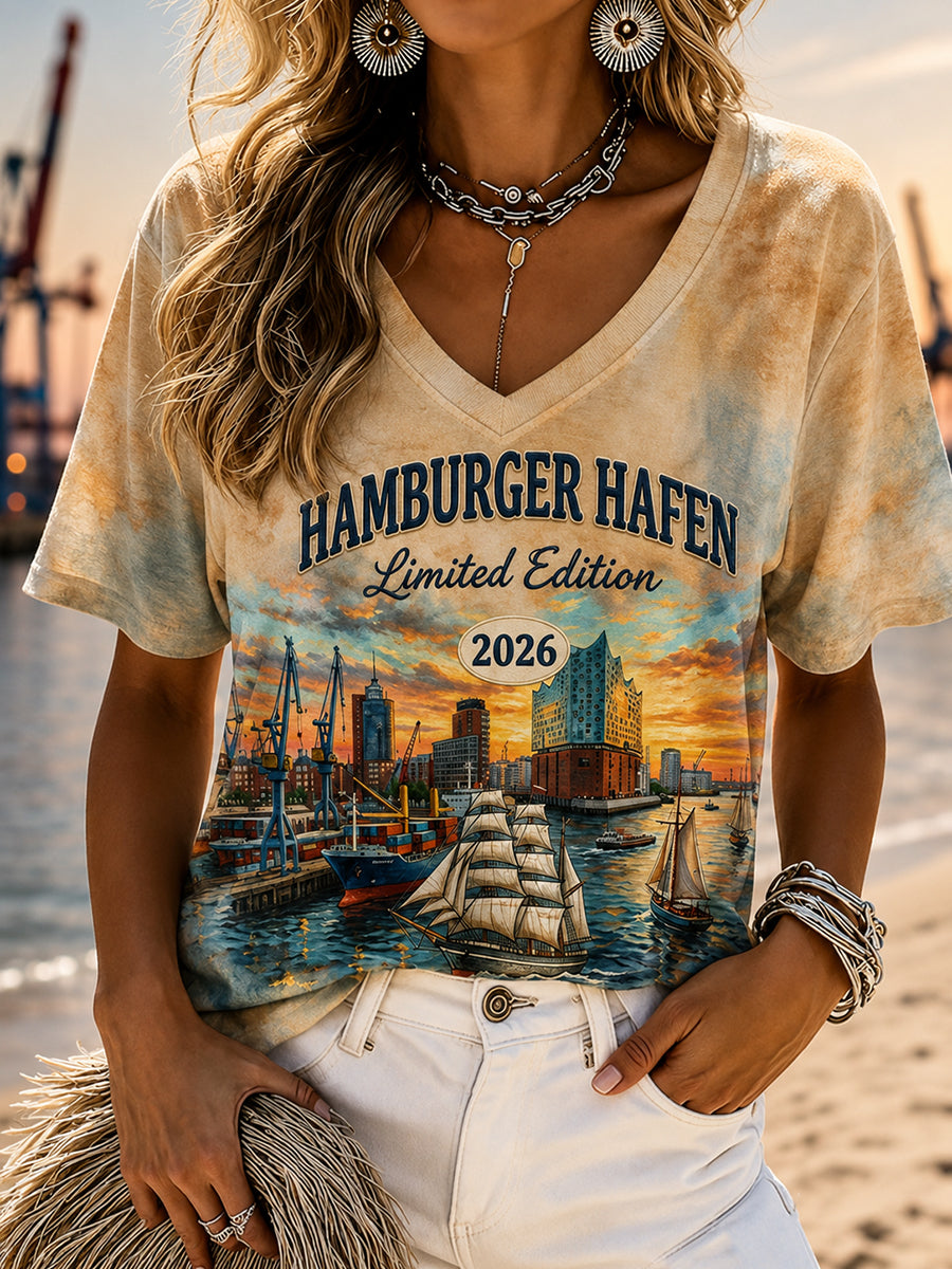 Damen-T-Shirt Hamburger Hafen 2026 Geburtstagsedition