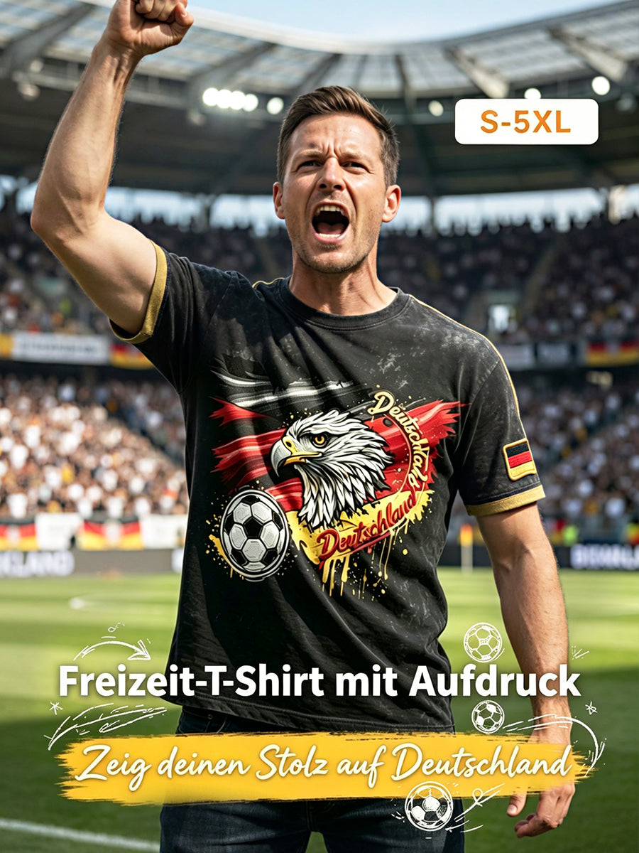 Bedrucktes Vintage-Mode-T-Shirt mit lockem Kurzarm