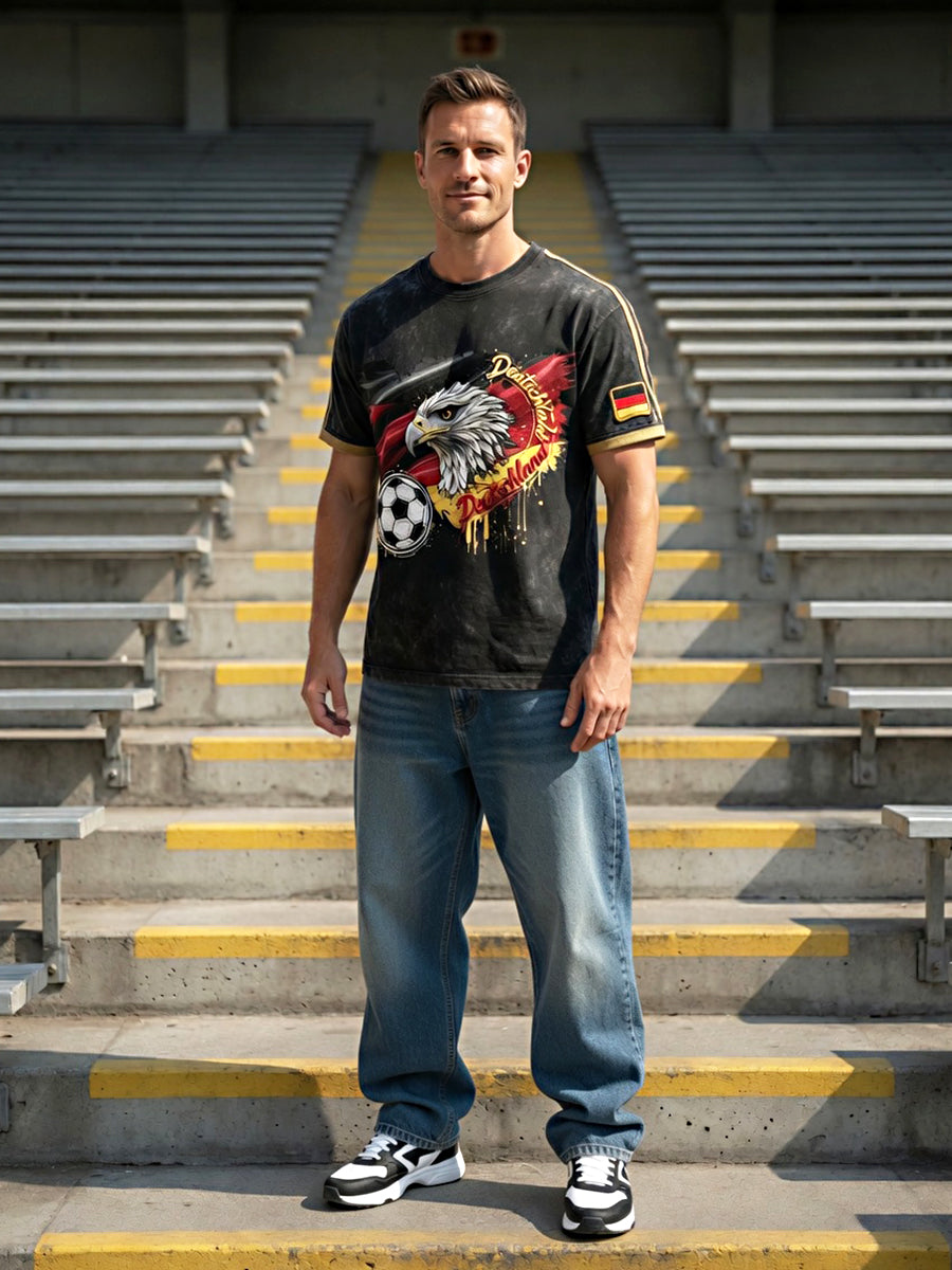 Bedrucktes Vintage-Mode-T-Shirt mit lockem Kurzarm