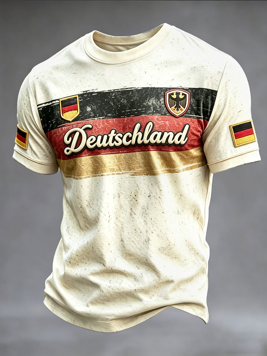 Herren Vintage Deutsche Flagge Fußball druck Freizeit T-Shirt