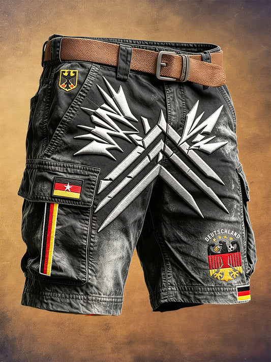 Herren Retro Schwarz Deutscher Fußball 3D-Druck Lässige Mode Arbeits shorts