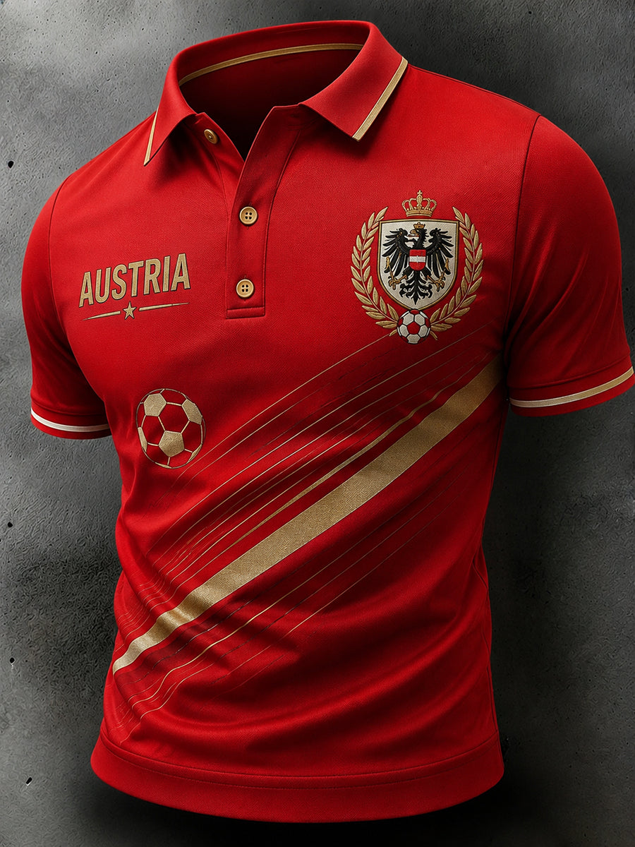Kurzärmliges Herren-Polos hirt mit Fußball-Themen-Print