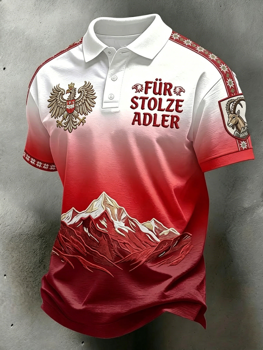Retro österreich isches alpines Steigung lässiges Polos hirt