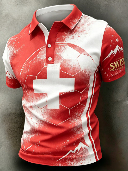 Herren Schweizer Fußballspiel Jubelnde Kunstdruck Polo