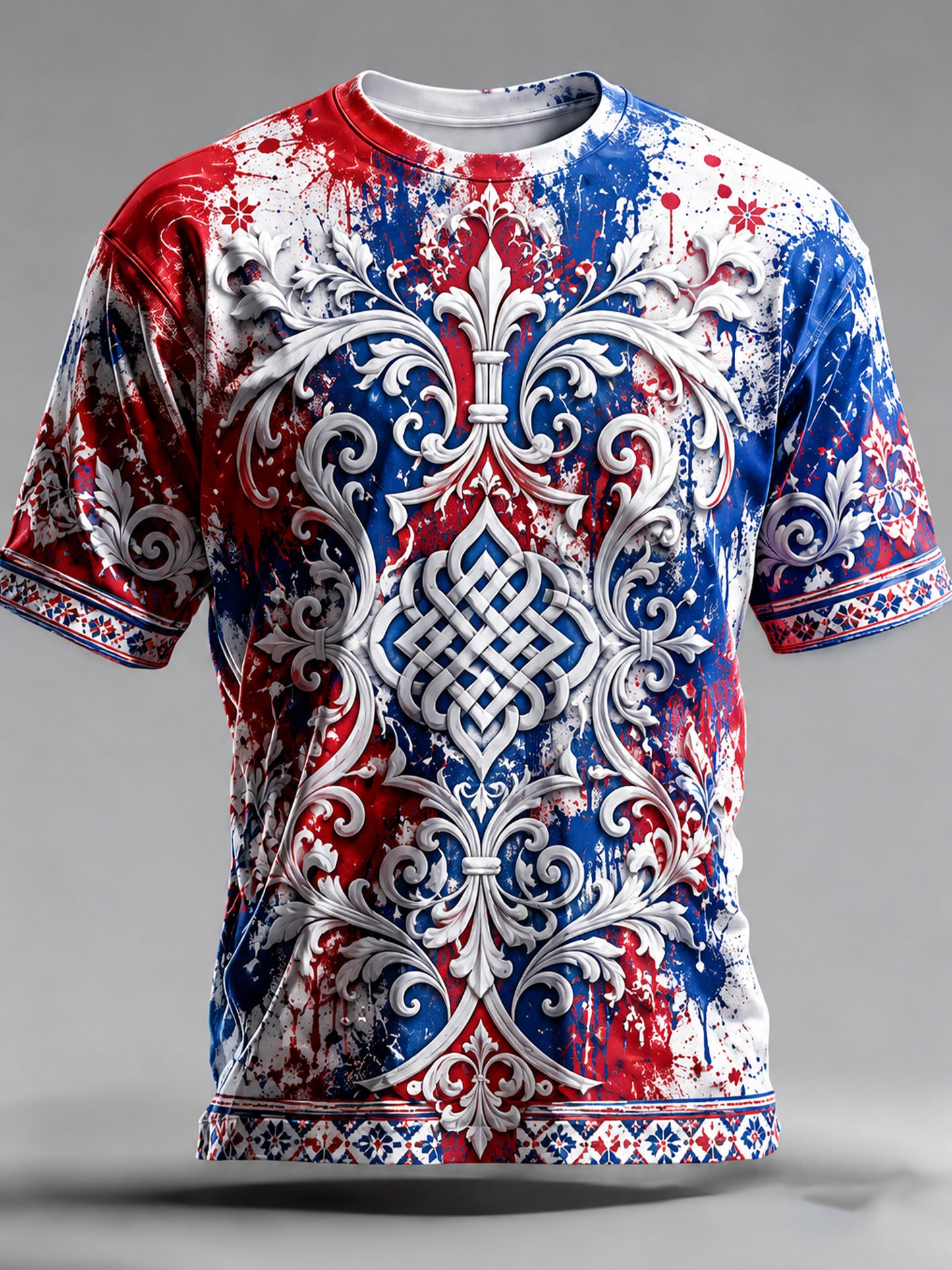 Herren-T-Shirt mit österreichischem Kunstdruck und kurzen Ärmeln