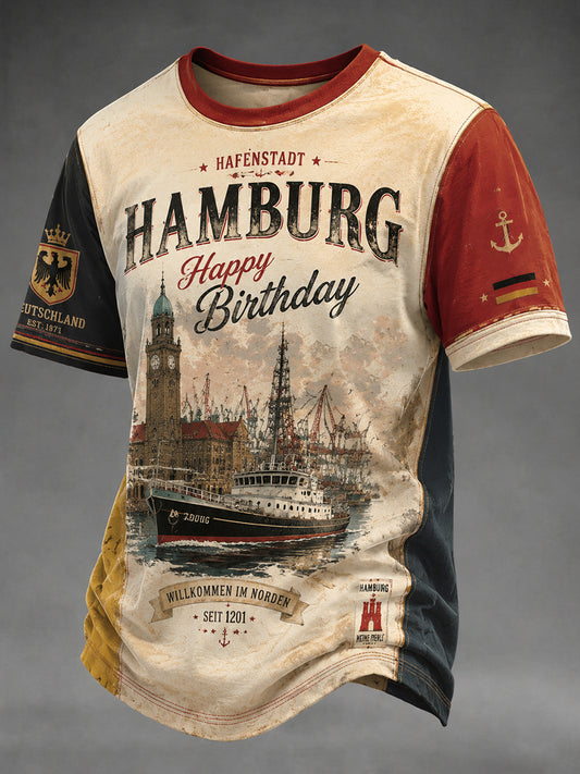 Herren Hamburg Hafen Geburtstags druck T-Shirt