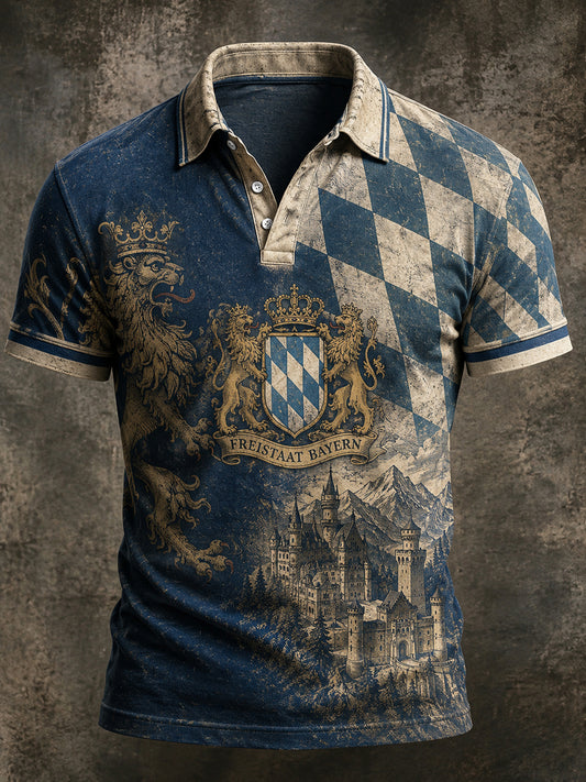 Herren Retro deutsche Bayern Print Freizeit hemd