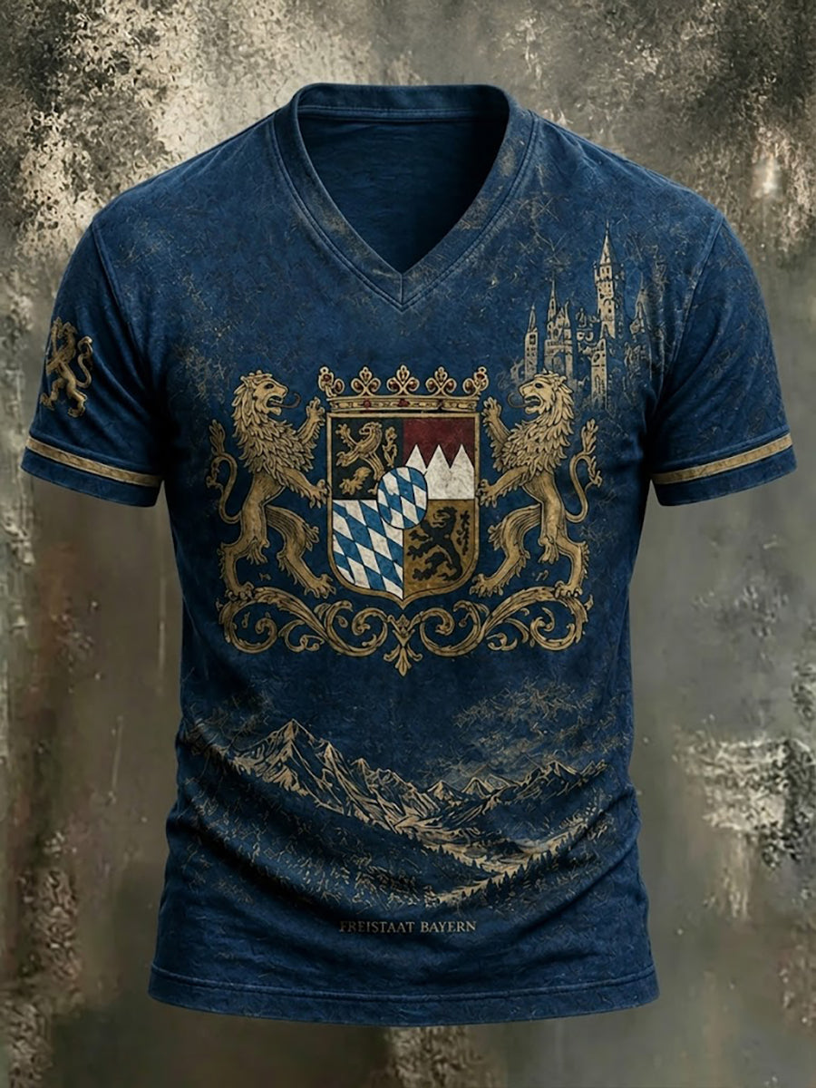 Herren-T-Shirt mit Bayern München-Print und V-Ausschnitt