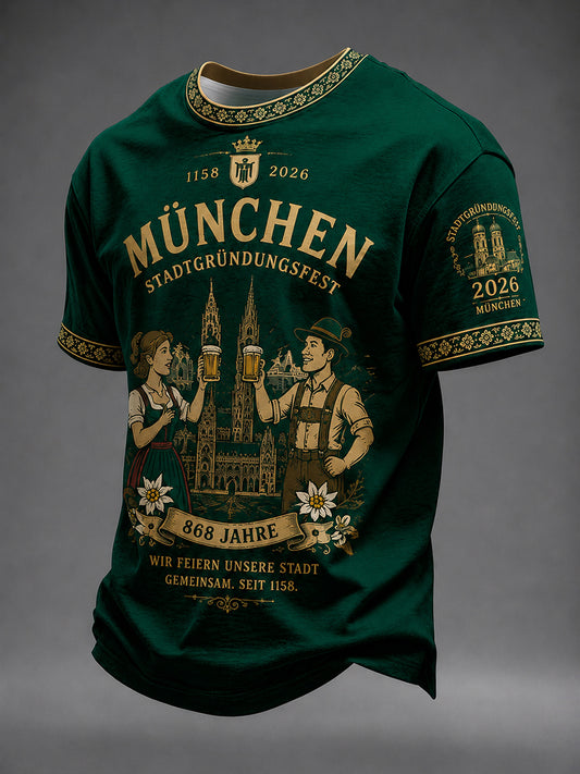 Herren München Stadtgründungsfest-Print Freizeit-T-Shirt