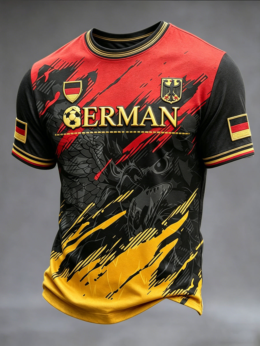 Herren-T-Shirt mit deutscher Flagge Fußball druck lässig