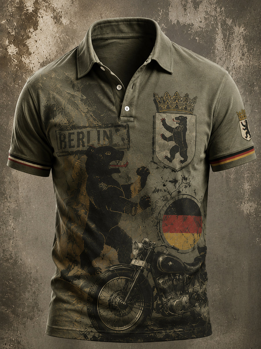 Herren-Retro-Hemd aus Berlin mit Kurzarm und Print