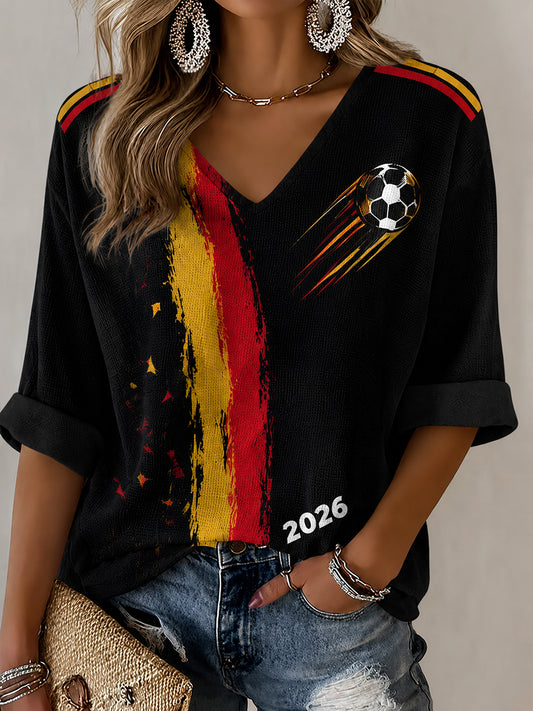 Damen-Fußballfan-Graphic-Waffel-T-Shirt in Deutschland