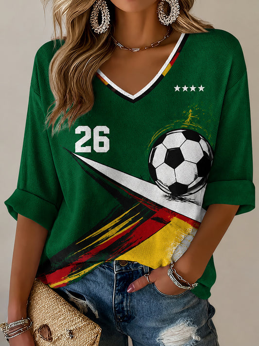 Damen-Fußballfan-Graphic-Waffel-T-Shirt in Deutschland
