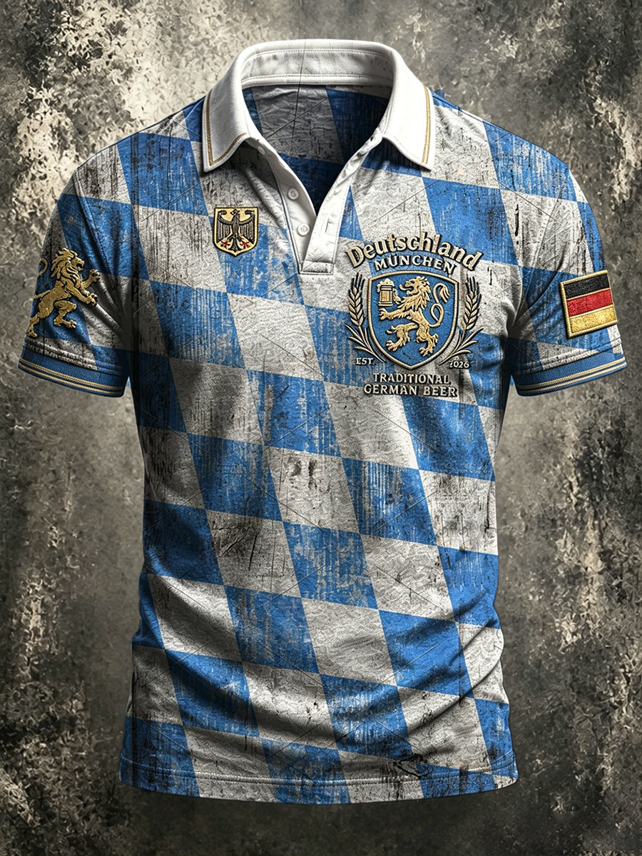 Herren Deutsch München Bayerischer Druck Vintage Casual Polo Shirt