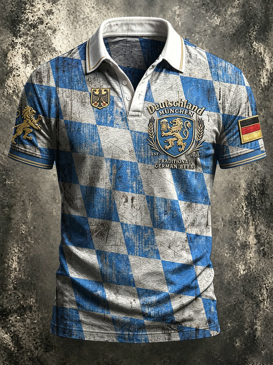Herren Deutsch München Bayerischer Druck Vintage Casual Polo Shirt