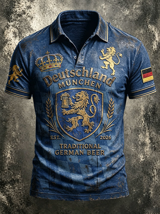 Herren Deutsch München Bayerisches Vintage Print Casual Polo Shirt