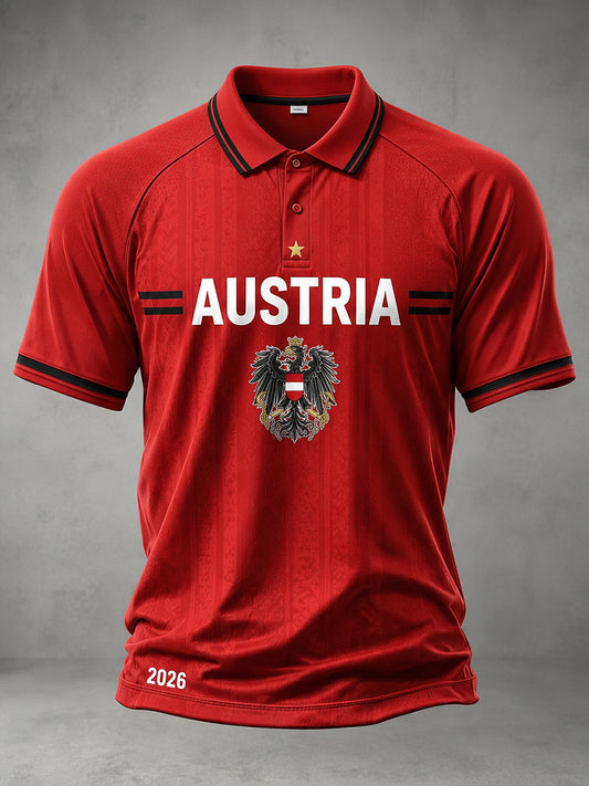Herren-Poloshirt mit Österreich-Print