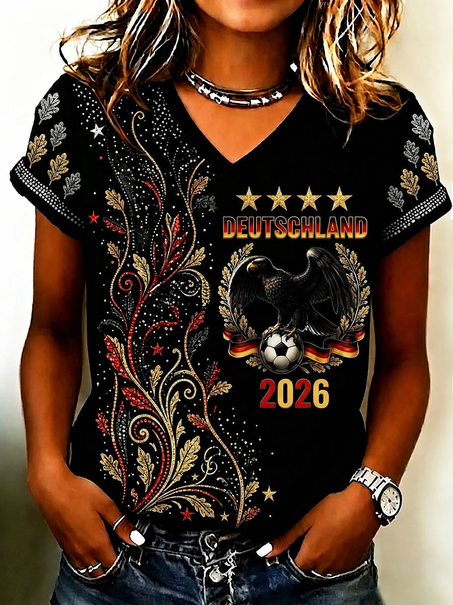 Damen-T-Shirt mit Fußballfan-Print von Deutschland