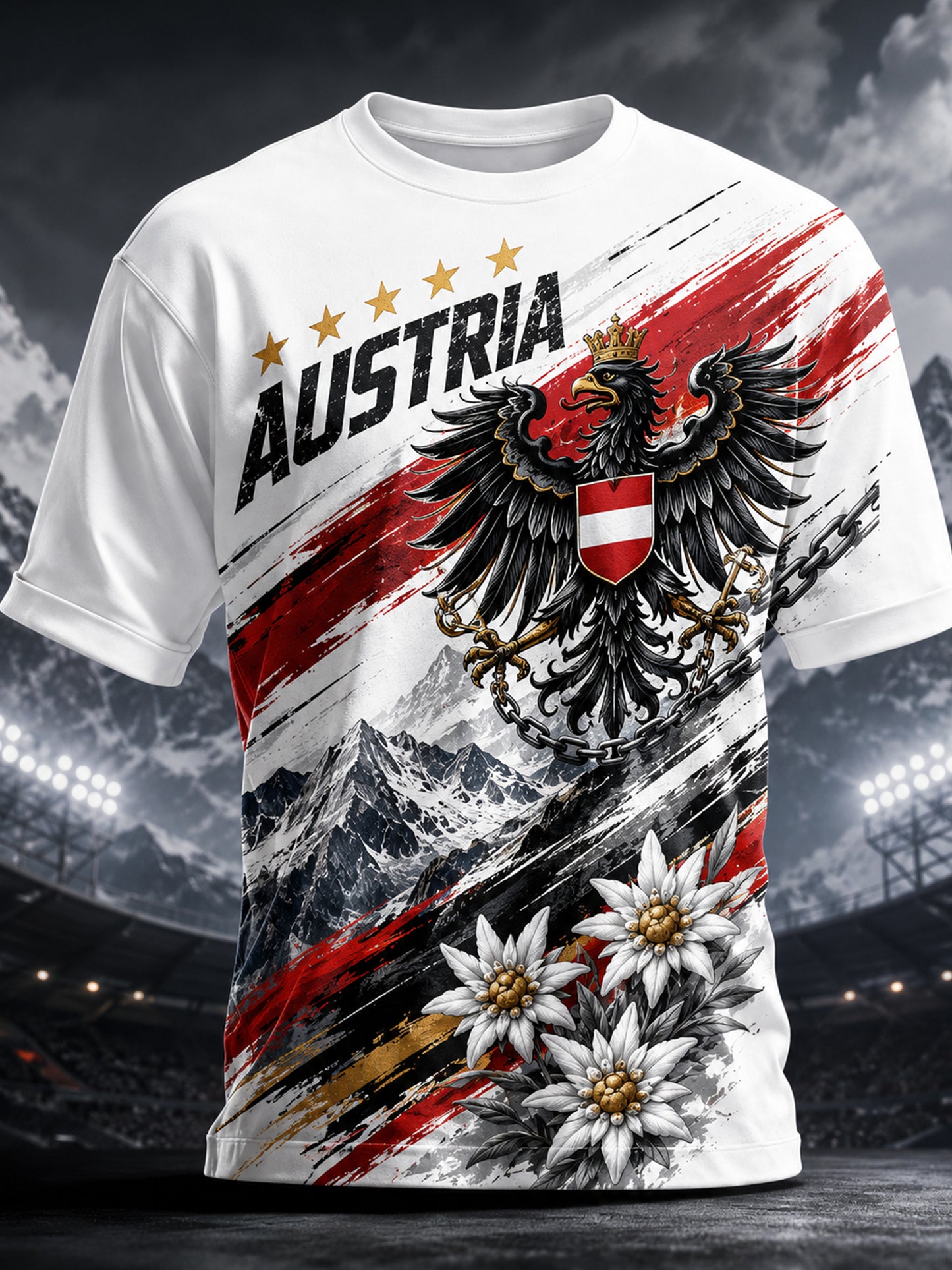 Herren-T-Shirt mit künstlerischem Aufdruck: Motive österreichischer Schneeberge