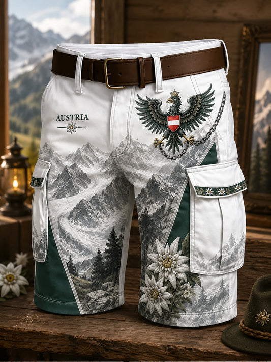 Herren shorts mit künstlerischem Druck von österreich ischen Natur landschafts elementen