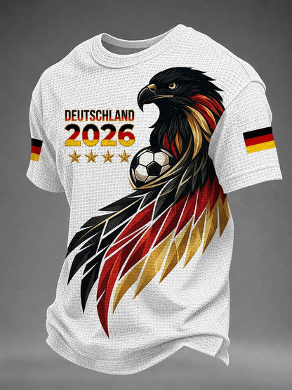 Bedrucktes Waffel-T-Shirt für Männer deutscher Fußballfan