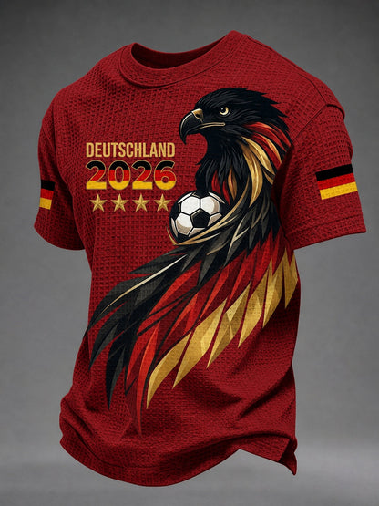 Bedrucktes Waffel-T-Shirt für Männer deutscher Fußballfan
