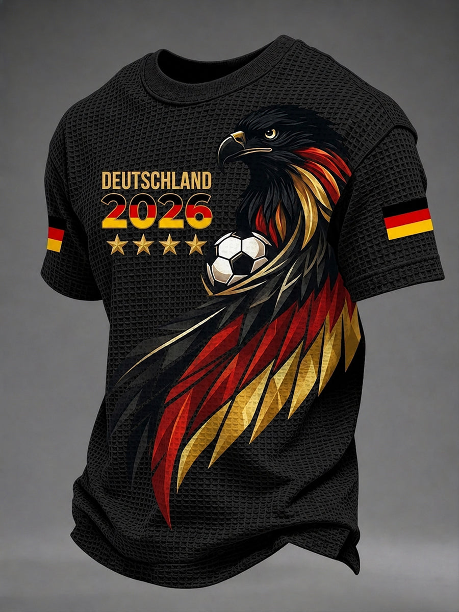 Bedrucktes Waffel-T-Shirt für Männer deutscher Fußballfan