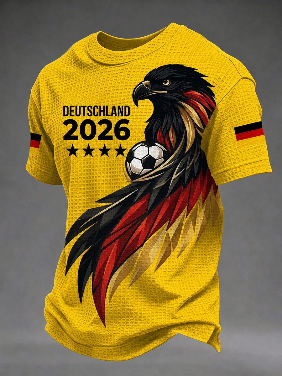 Bedrucktes Waffel-T-Shirt für Männer deutscher Fußballfan