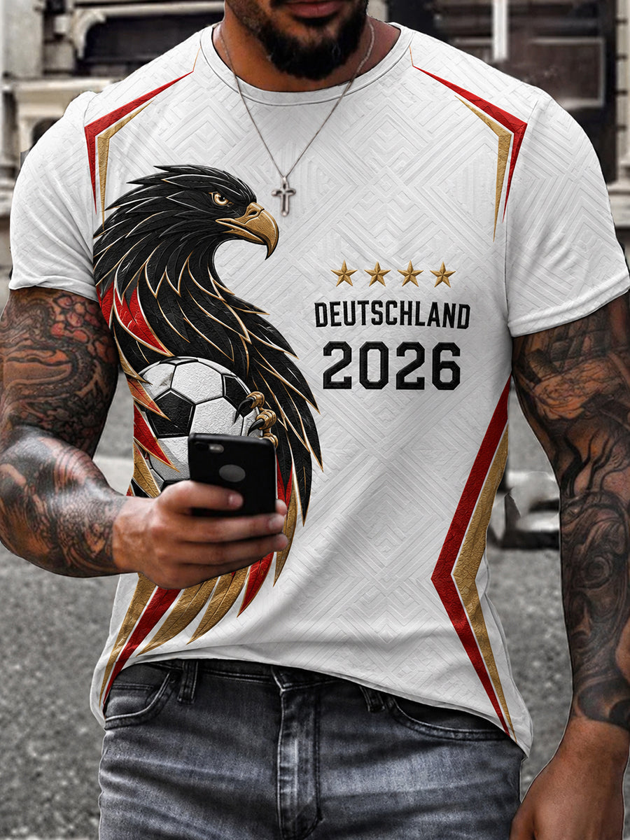 Herren T-Shirt mit kurzen Ärmeln, deutscher Fußball-Fan druck