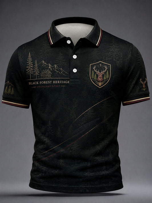 Herren-Schwarzwald-Design-Hemd mit kurzen Ärmeln