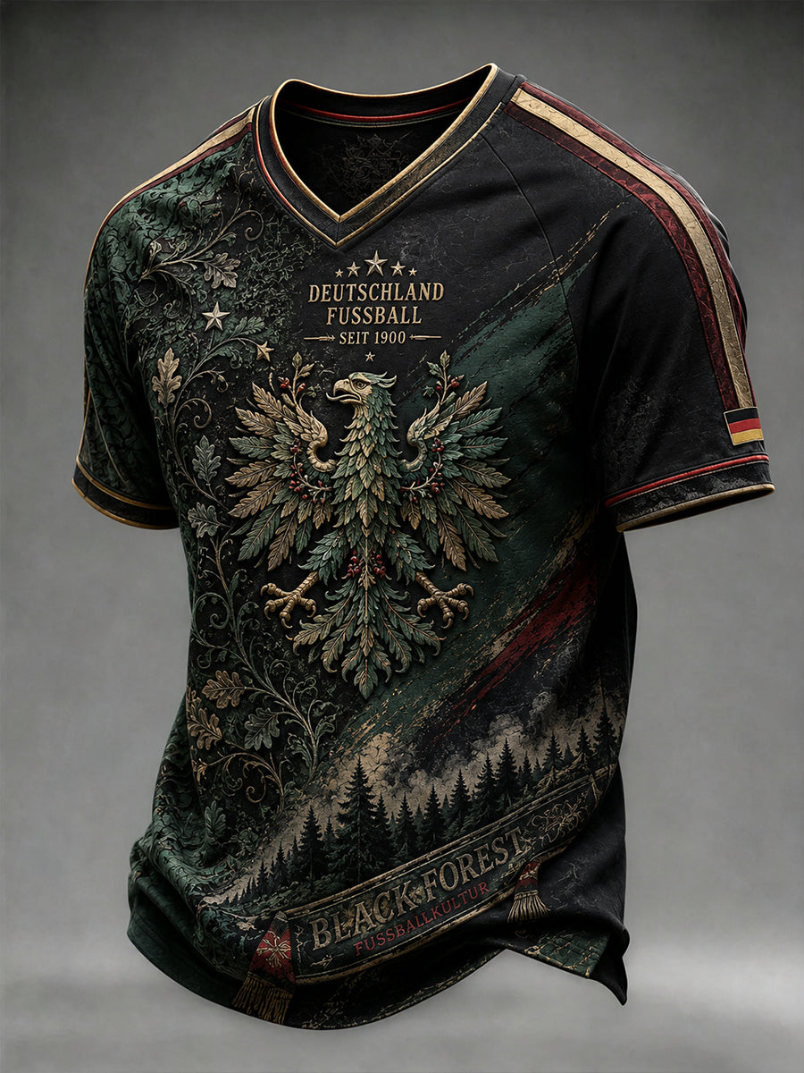 Männer Deutschland Fußball T-Shirt mit V-Ausschnitt