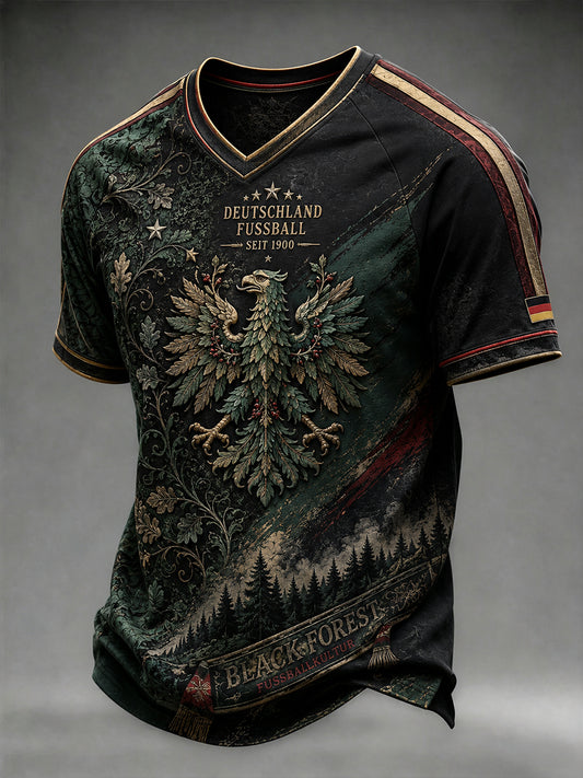 Männer Deutschland Fußball T-Shirt mit V-Ausschnitt