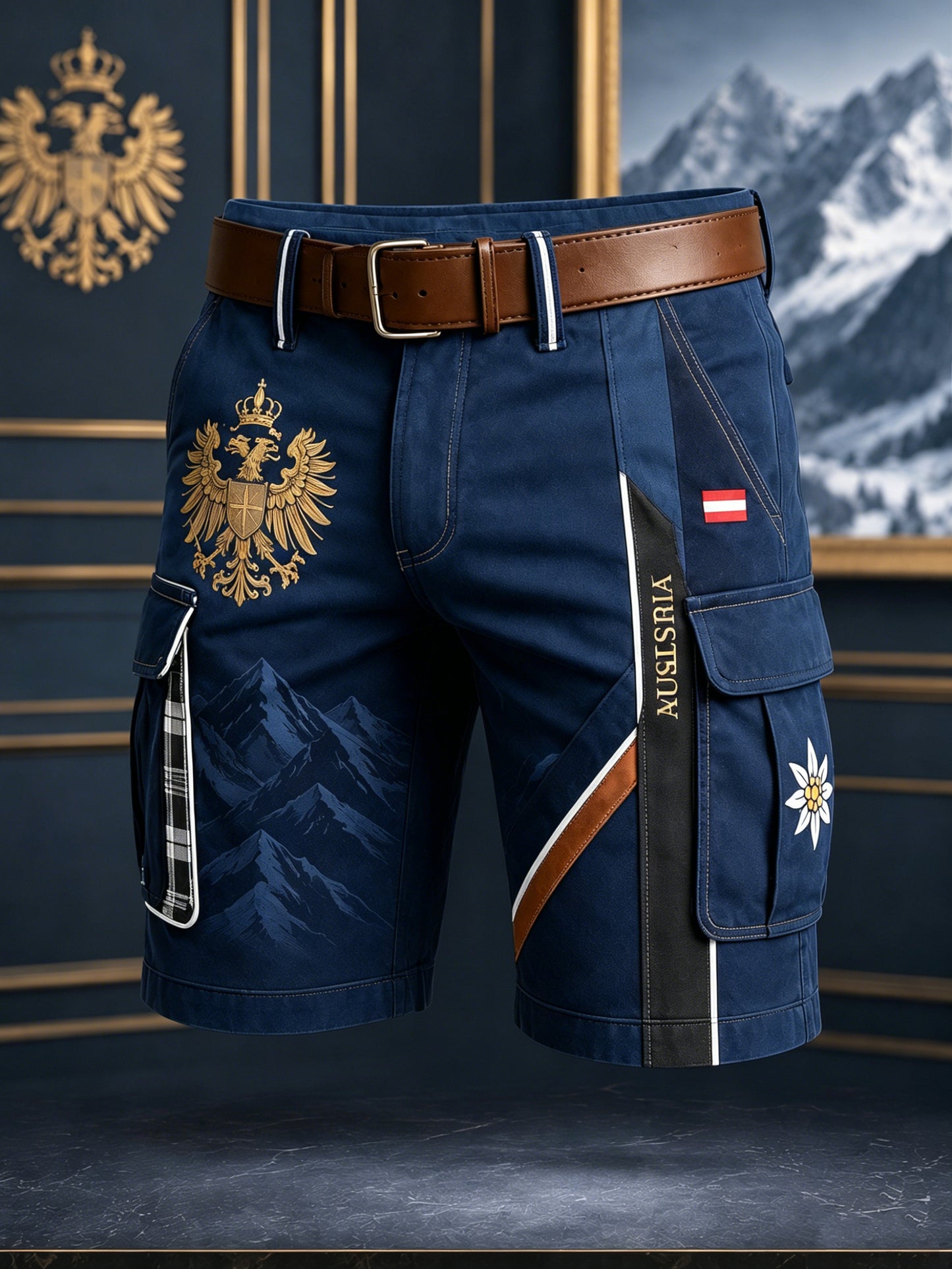 Herren-Shorts mit österreichischem Bergblumenmuster