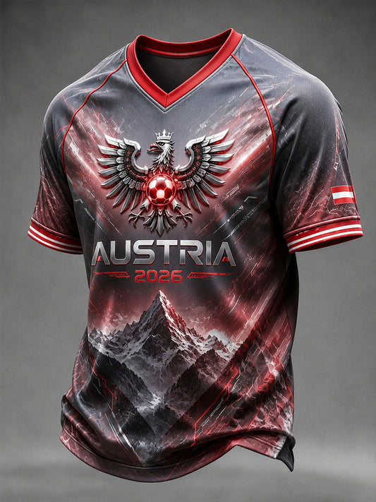 Herren-Fußball-V-Neck-T-Shirt aus Österreich