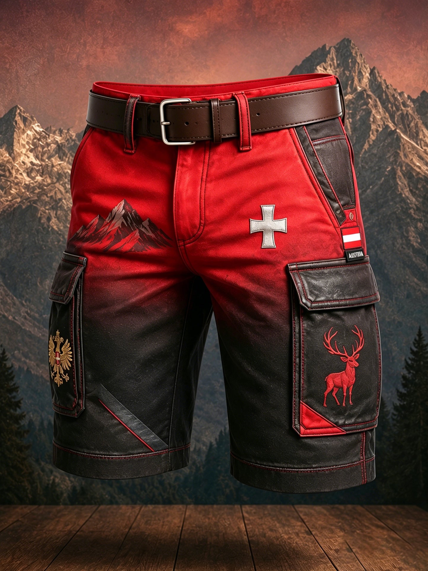 Österreich ische Mountain Floral Print Shorts für Herren