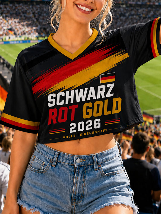 Damen-T-Shirt mit deutschem Fußballfan-Print