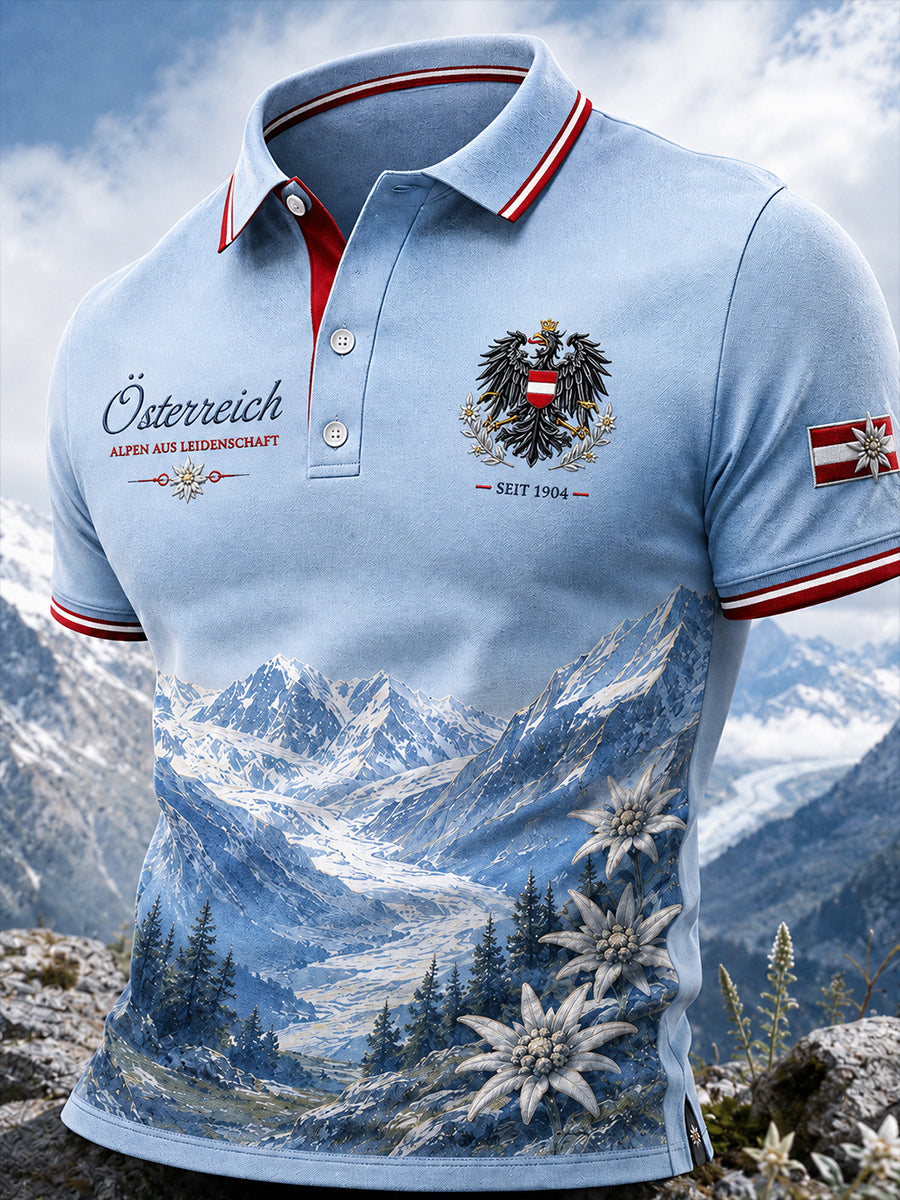 Retro österreichi scher Kunstdruck Casual Polo Shirt