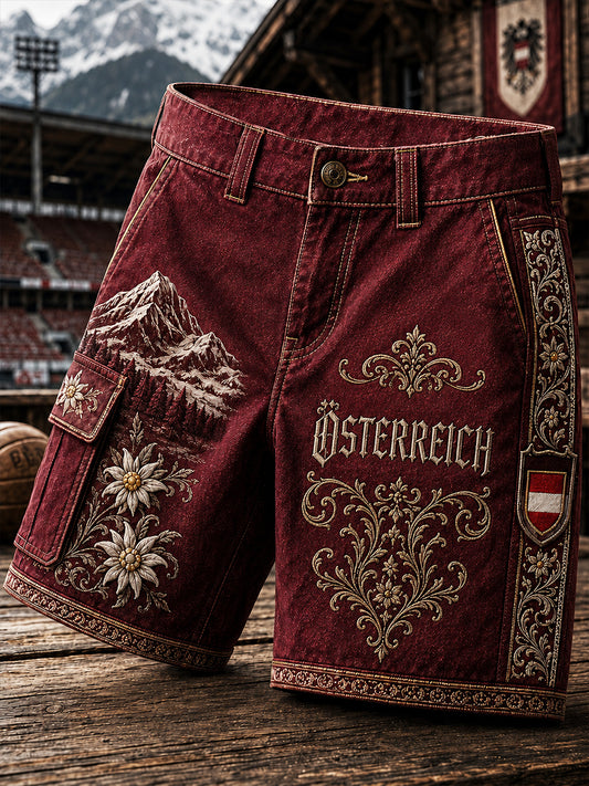 Retro Österreich ische Kunstdruck Casual Arbeits shorts
