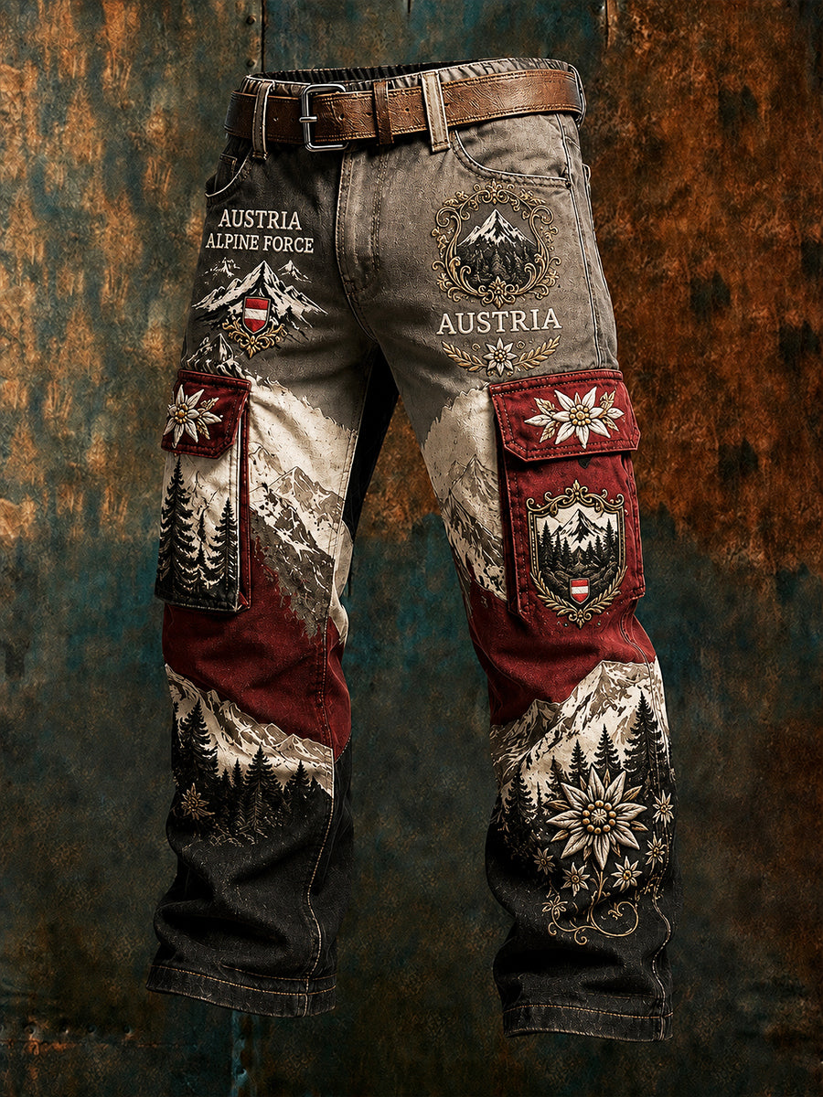 Retro Österreich ische Kunstdruck Casual Work Hose